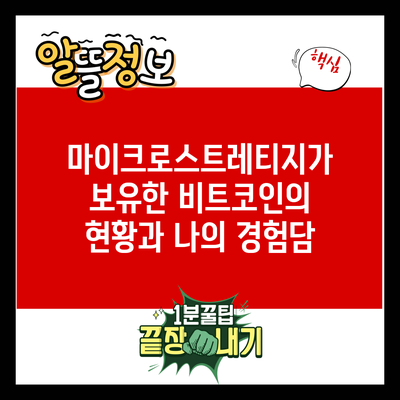마이크로스트레티지가 보유한 비트코인의 현황과 나의 경험담