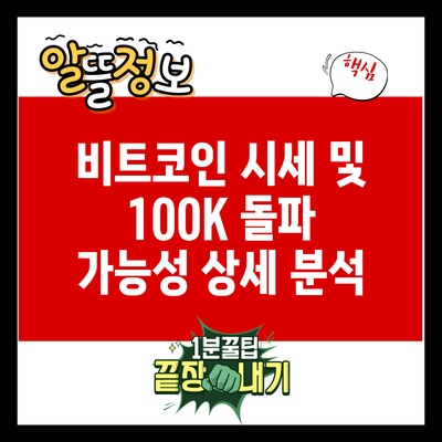 비트코인 시세 및 100K 돌파 가능성 상세 분석