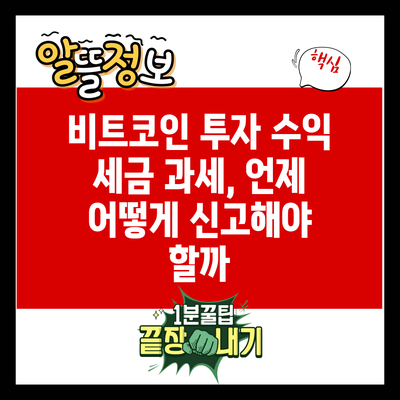 비트코인 투자 수익 세금 과세, 언제 어떻게 신고해야 할까?