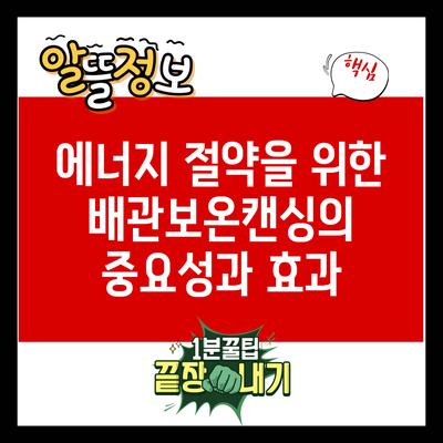 에너지 절약을 위한 배관보온캔싱의 중요성과 효과